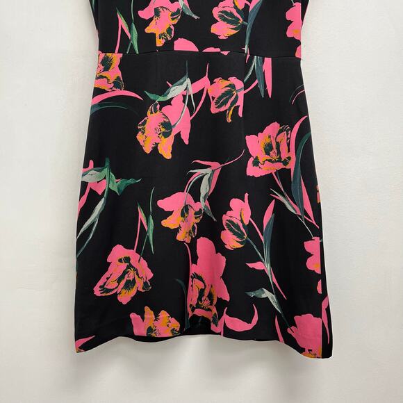 Milly Atalie Floral Print Pegged V-Neck Short Sleeve Tailored Mini Dress Size 4 - Picture 9 of 15